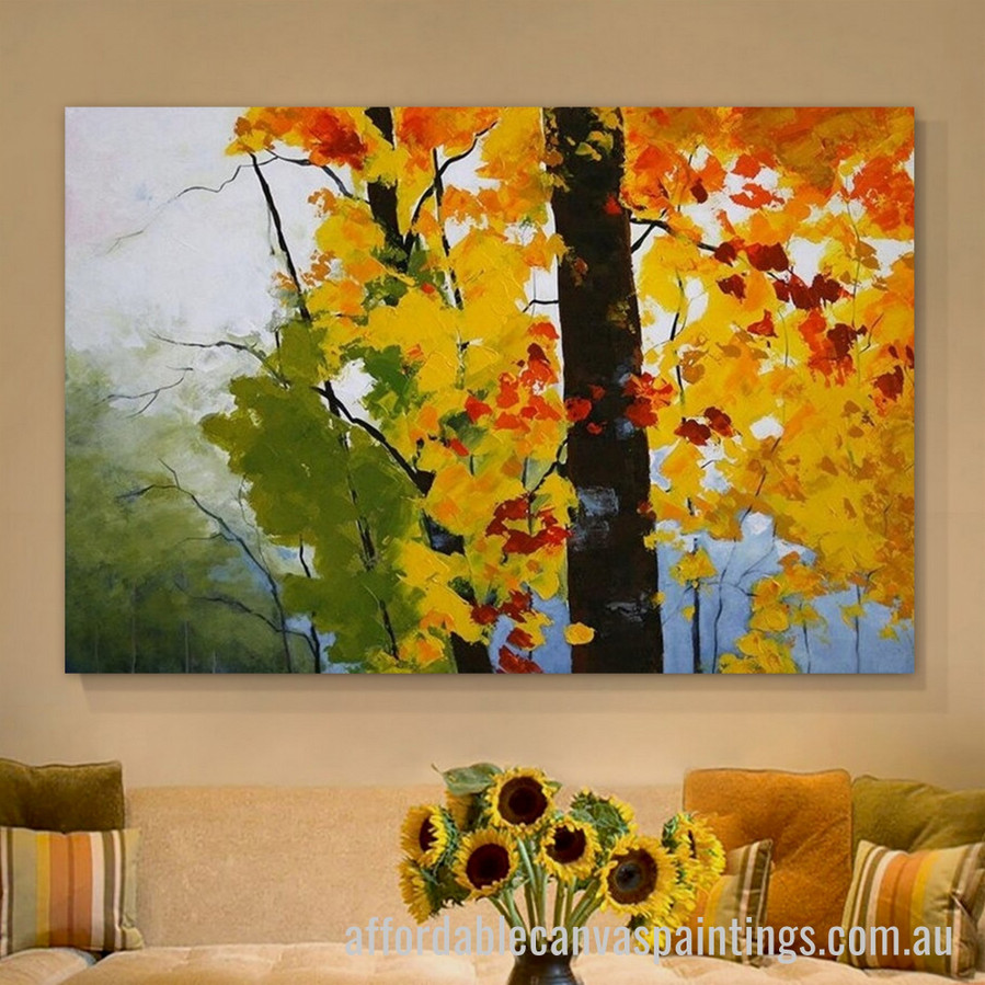 Green Leaves Abstract Art Modern Heavy Texture Handmade Stretched Framed Paintings For Sale affordablecanvaspaintings.com.au