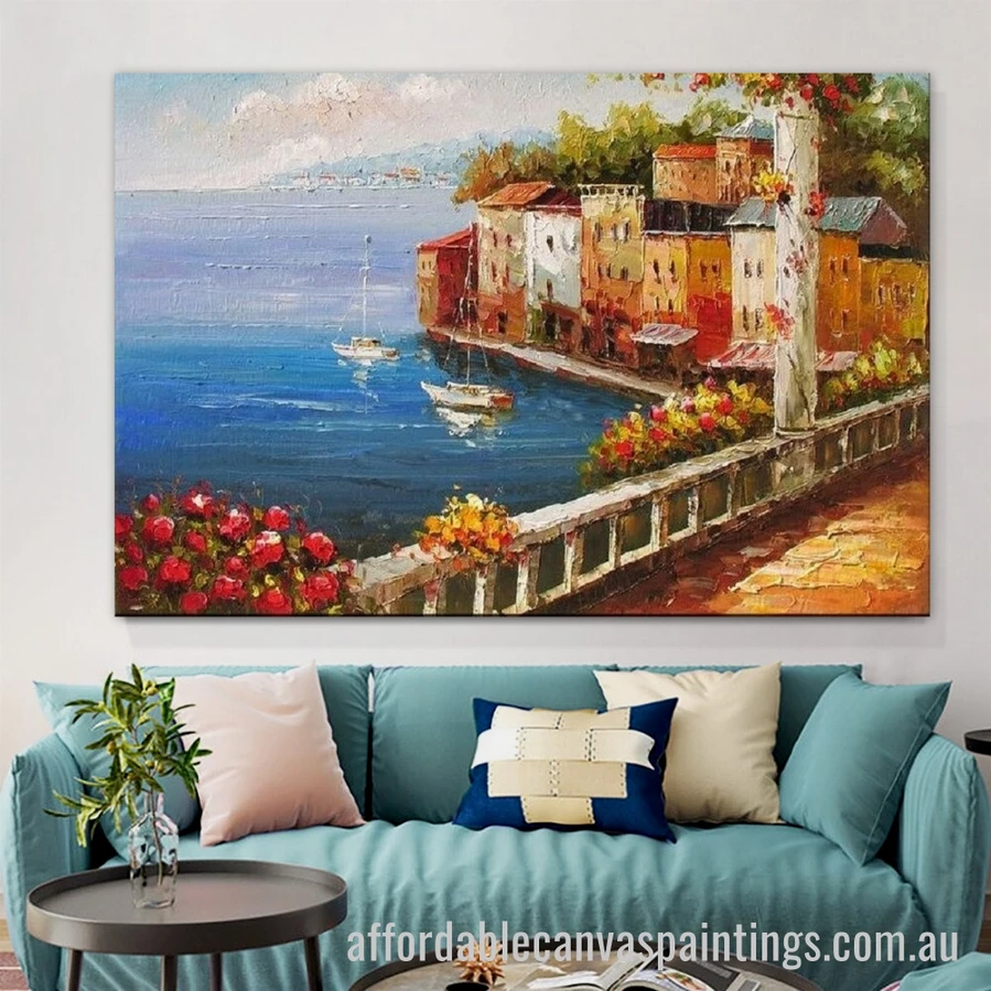 Wonderful Italian Coast Abstract Art Modern Heavy Texture Handmade Framed Acrylic Paintings For Sale Australia affordablecanvaspaintings.com.au