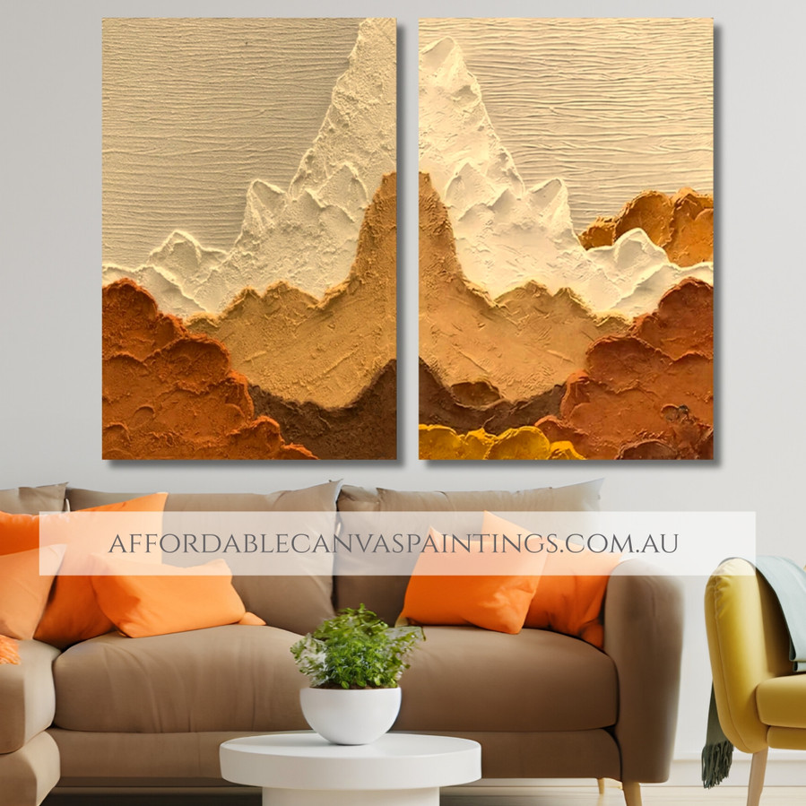 Colourful Mackles Abstract Modern 2 Piece Canvas Art Original Oil Painting For Interior Decoration