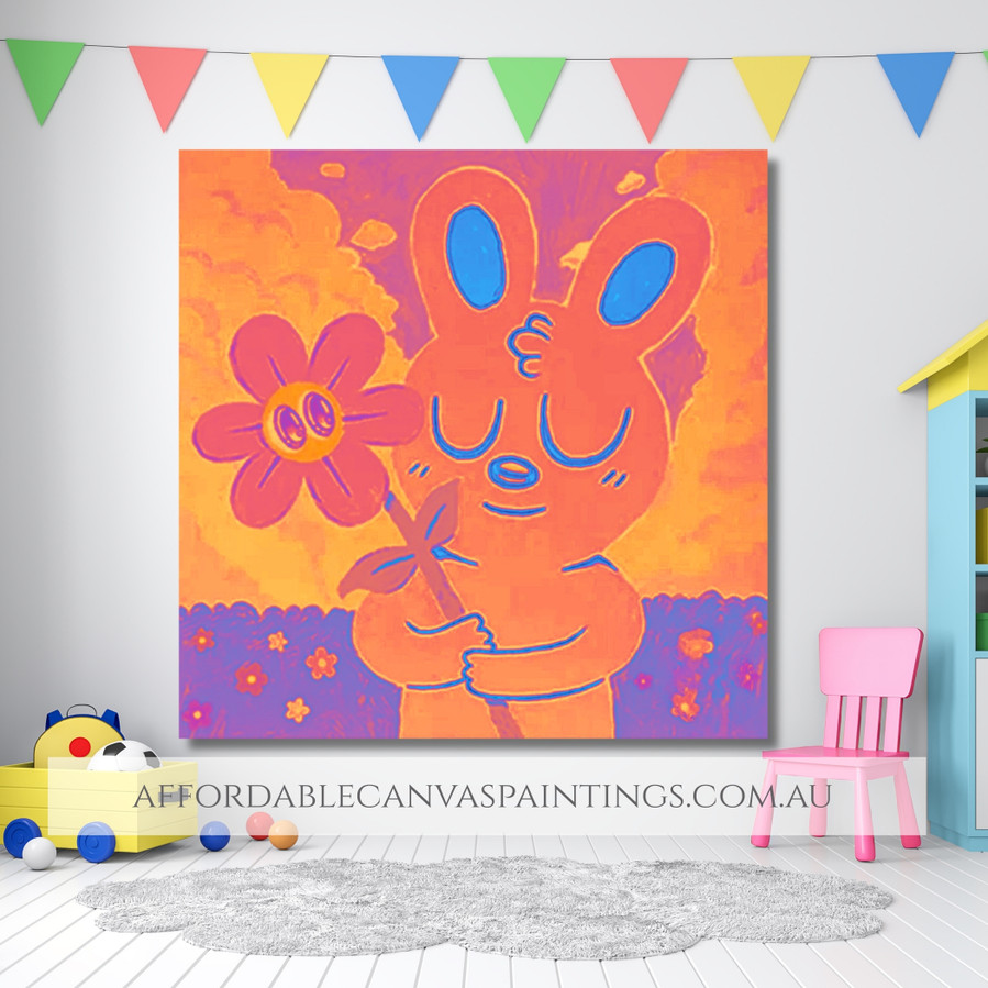Silent Rabbit Animal Modern Framed Handmade Paintings Australia For Kids Wall Decor