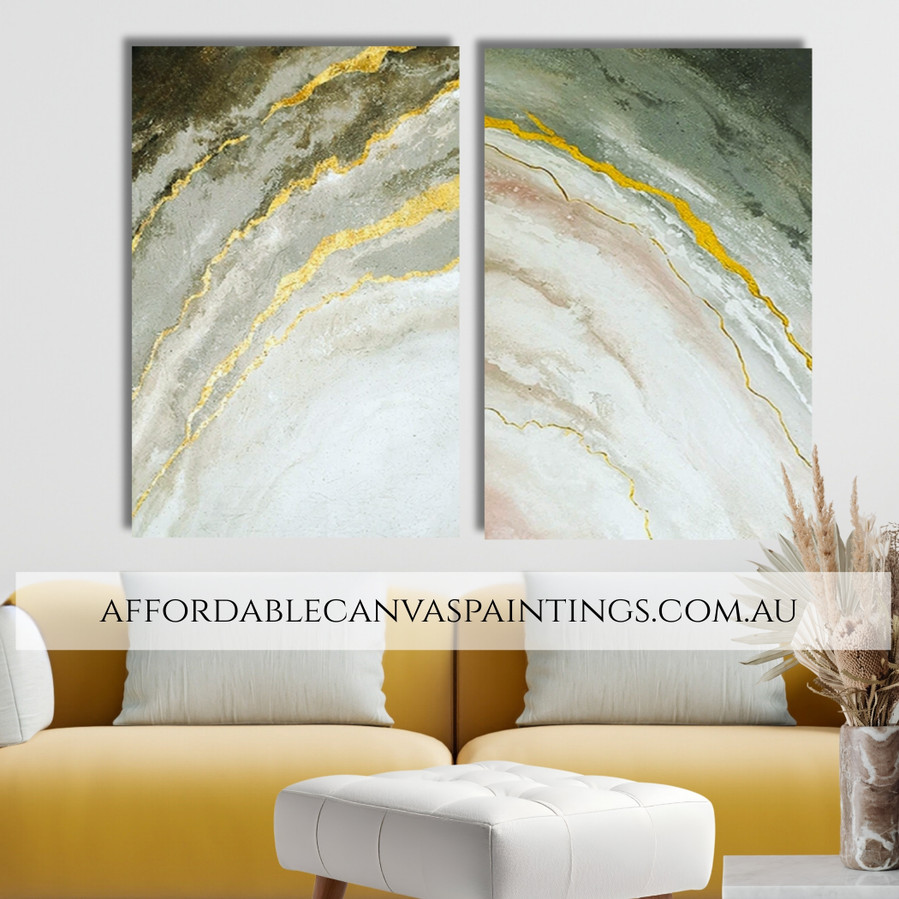 Zigzag Streaks And Splotches Abstract Modern Handmade Two Piece Framed Wall Art For Living Room Wall Decor