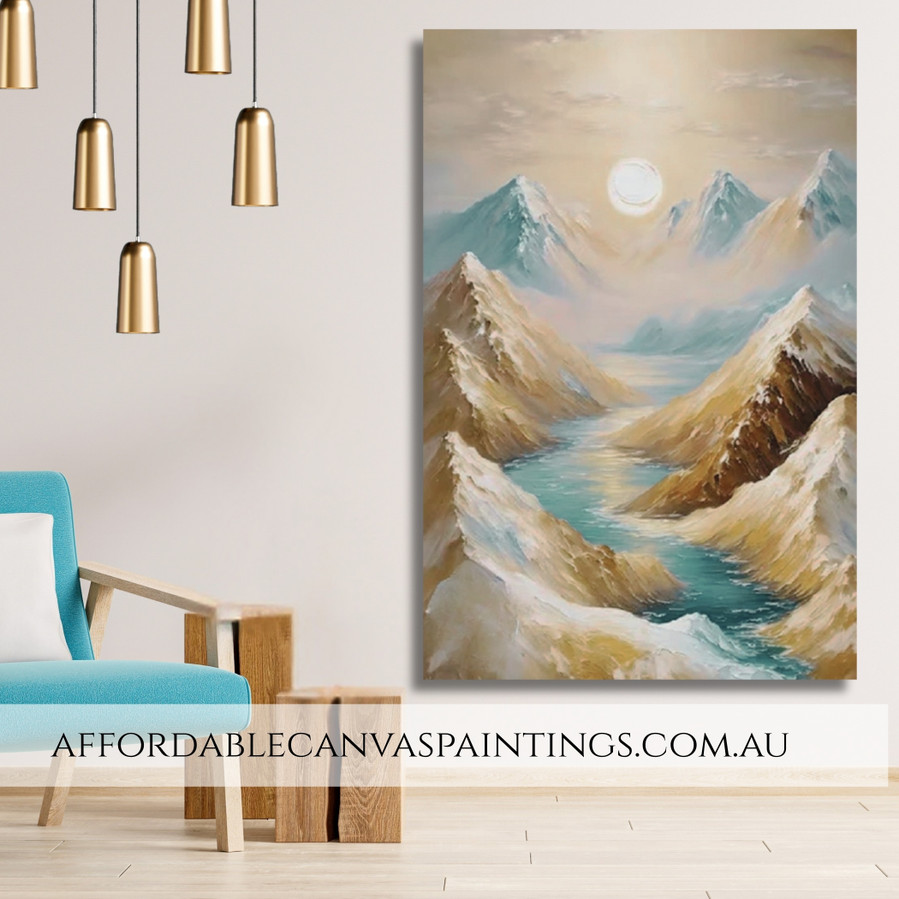 Snow Hills Nature Modern Painting Framed Handmade Australian Landscape Art For Home Decor Online