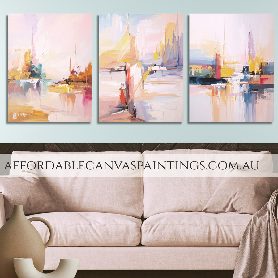 Colorific Flaws Abstract Contemporary Art Painting Framed Handmade 3 iece Canvas Art For Interior Design