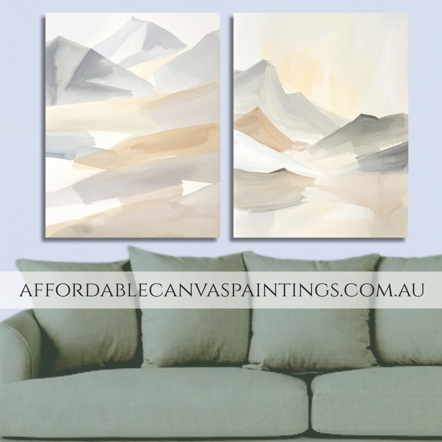 Multicolor Hills Abstract Wall Art Landscape Modern Painting Framed Handmade 2 Piece Framed Canvas Art For Home Decor Online