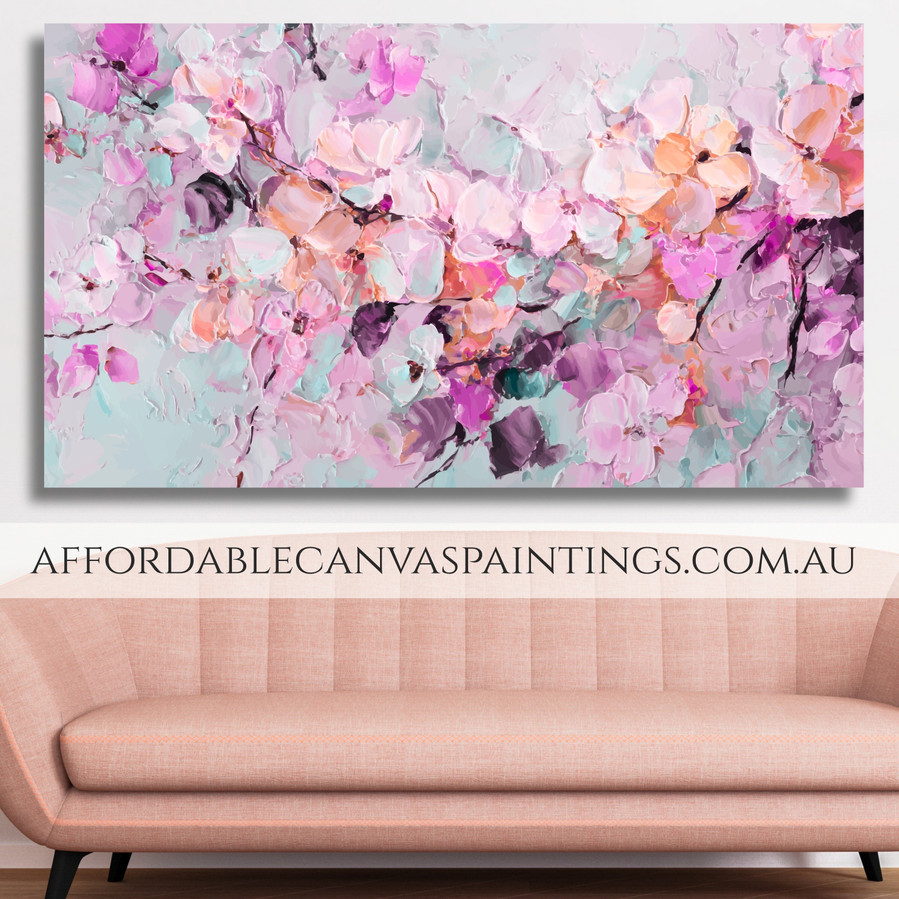 Colourful Floral Petals Abstract Flower Painting Modern Framed Impasto Canvas Painting Heavy Textured Acrylic Paintings For Home Decor