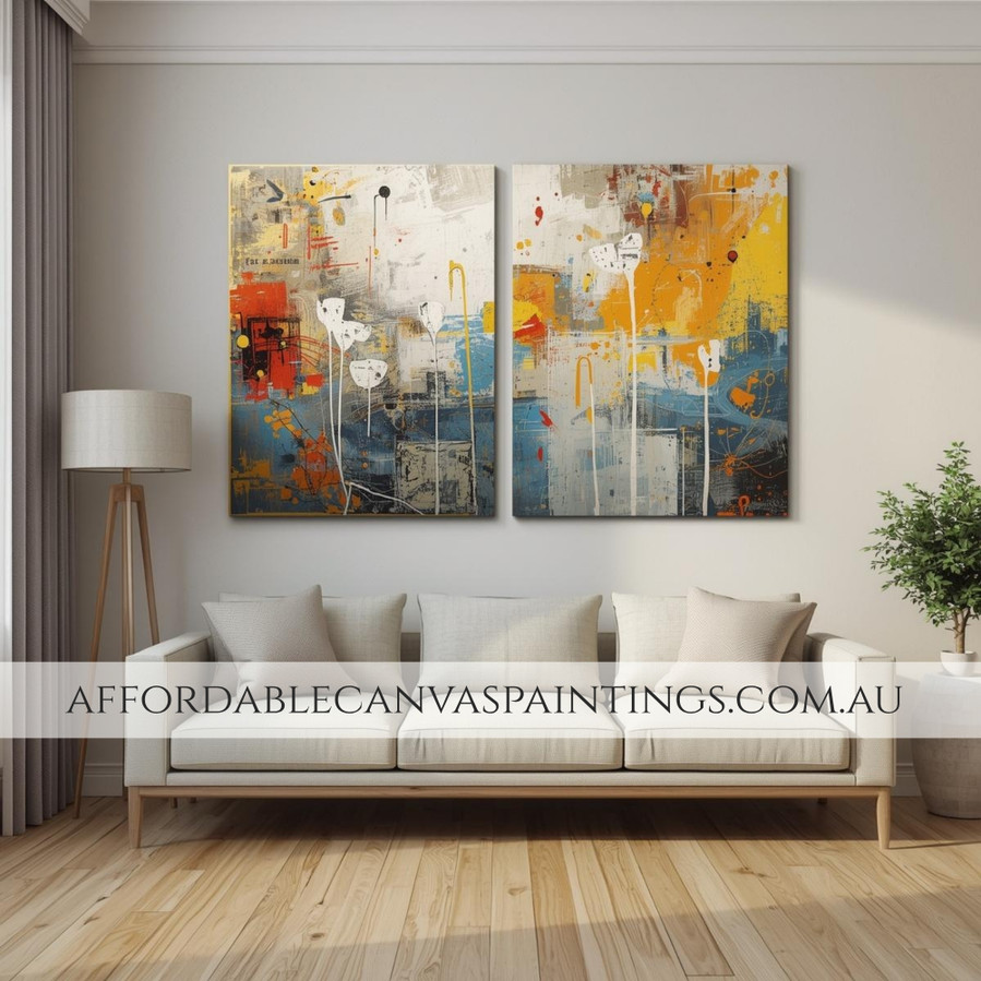 Dapple Design Handmade Acrylic Painting Australia Abstract Canvas Painting Modern Art 2 Piece Framed Canvas Art Impasto Painting For Home Decorators Collection