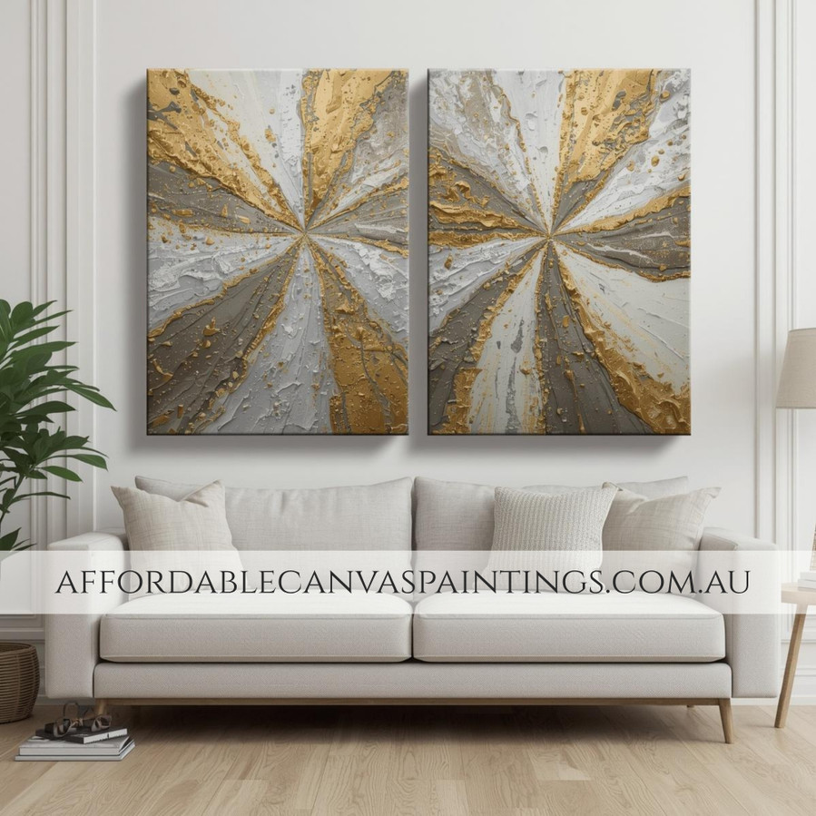 Starburst Inspired Art Famous Abstract Painting Contemporary Art 2 Piece Framed Canvas Art Impasto Painting Handcrafted Canvas Painting For Wall Decoration Items