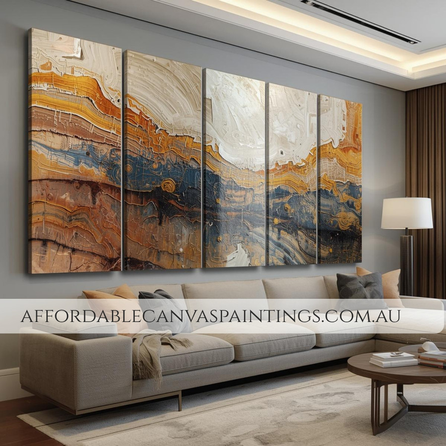 Colorful Maculas Abstract Acrylic Painting Modern Artwork Handmade Framed 5 Piece Canvas Set Heavy Textured Acrylics Impasto Painting For Home Décor