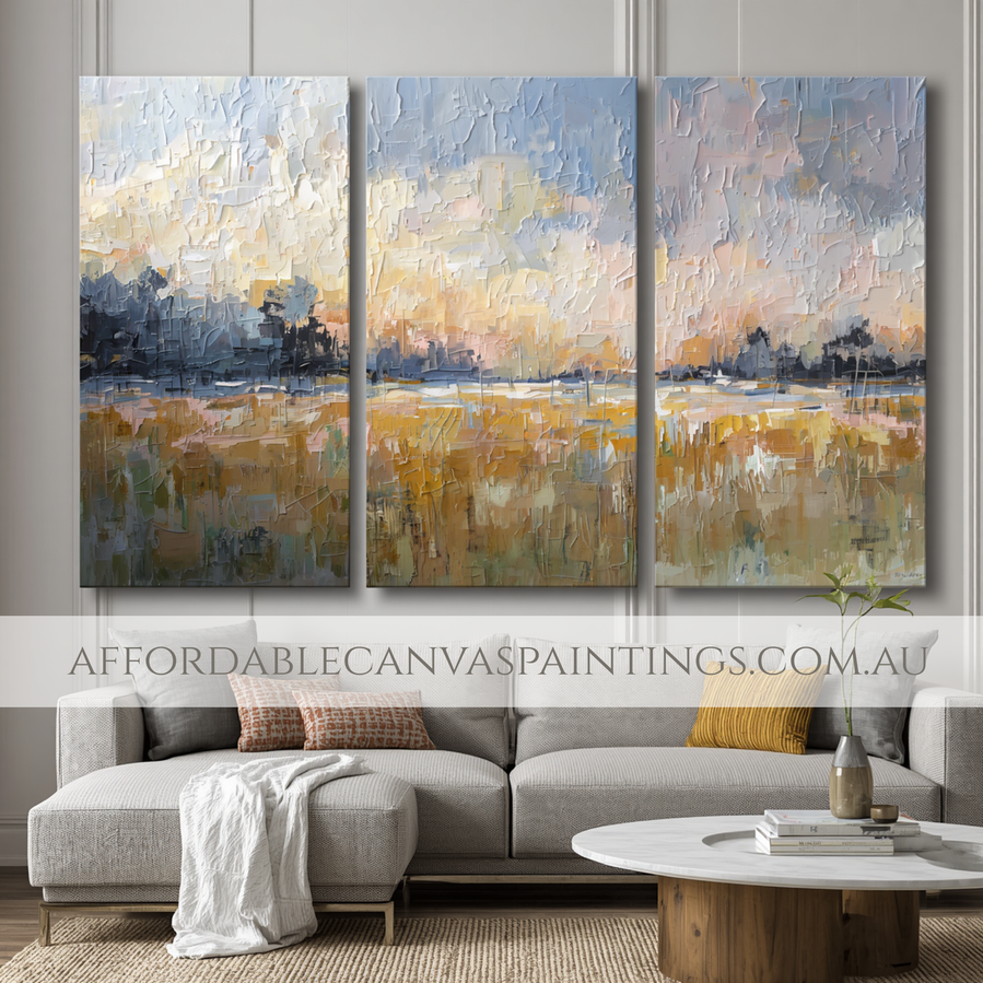 Multicolor Splodges Large Abstract Wall Art Modern Painting Framed 3 Piece Wall Decor Australian Handmade Paintings Online Impasto Painting For Interior Design Ideas