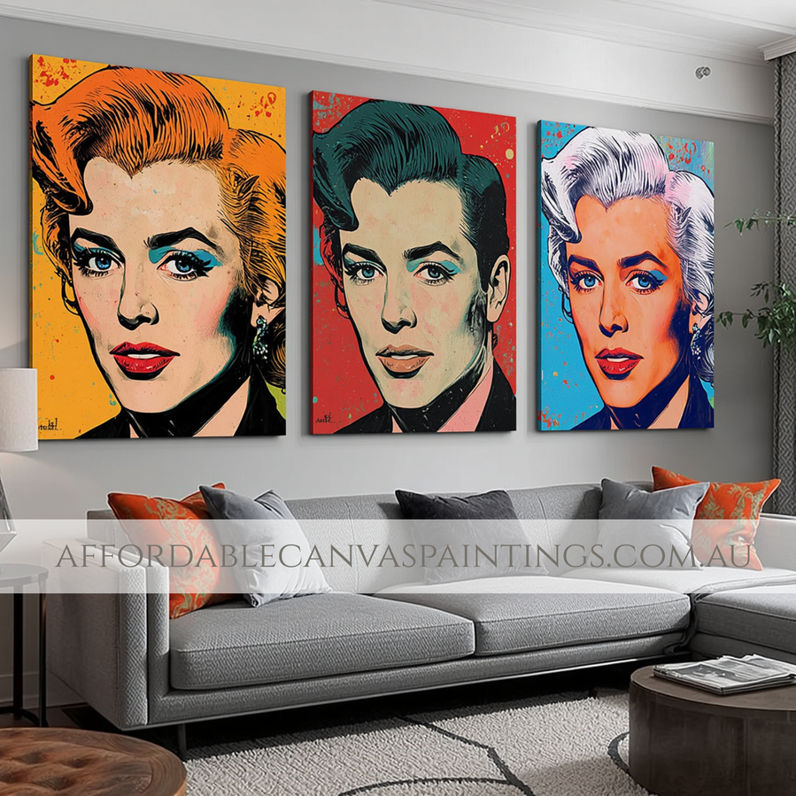 Marilyn Monroe And Elvis Presley Abstract Wall Art Figurative Painting Modern Painting Framed 3 Piece Wall Decor Australian Handmade Paintings Online Impasto Painting For DIY Room Décor