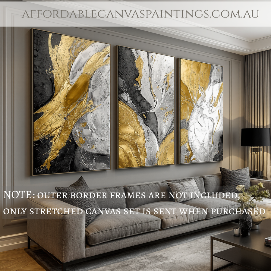 Multicolour Splashes Handmade Acrylic Painting Australia Impasto Art Painting Abstract Artwork Framed Three Piece Wall Art Contemporary Art Painting For Interior Decoration