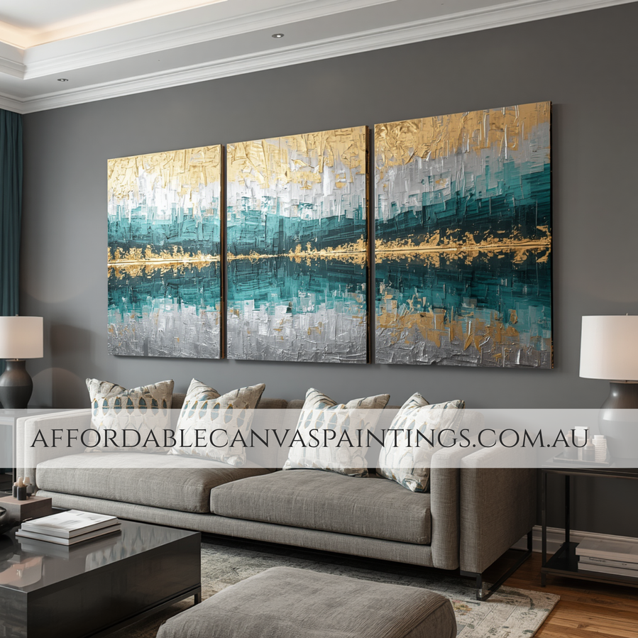 Varicolored Smears Contemporary Art Painting Framed 3 Piece Wall Décor Abstract Artwork Impasto Canvas Painting Handmade Acrylic Painting Australia For Cheap Wall Decor