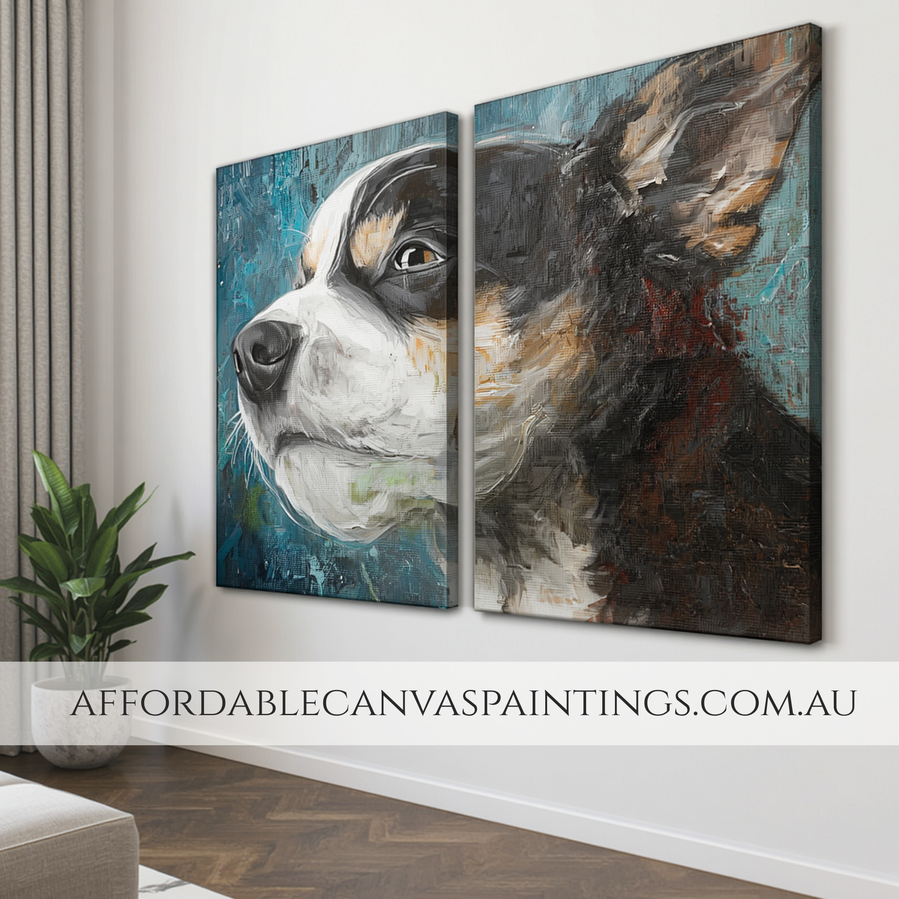 Chihuahua Dog Abstract Art Painting Animal Art Contemporary Art Painting Framed 2 Piece Canvas Art Impasto Canvas Painting Australian Handmade Paintings Online For Home Décor