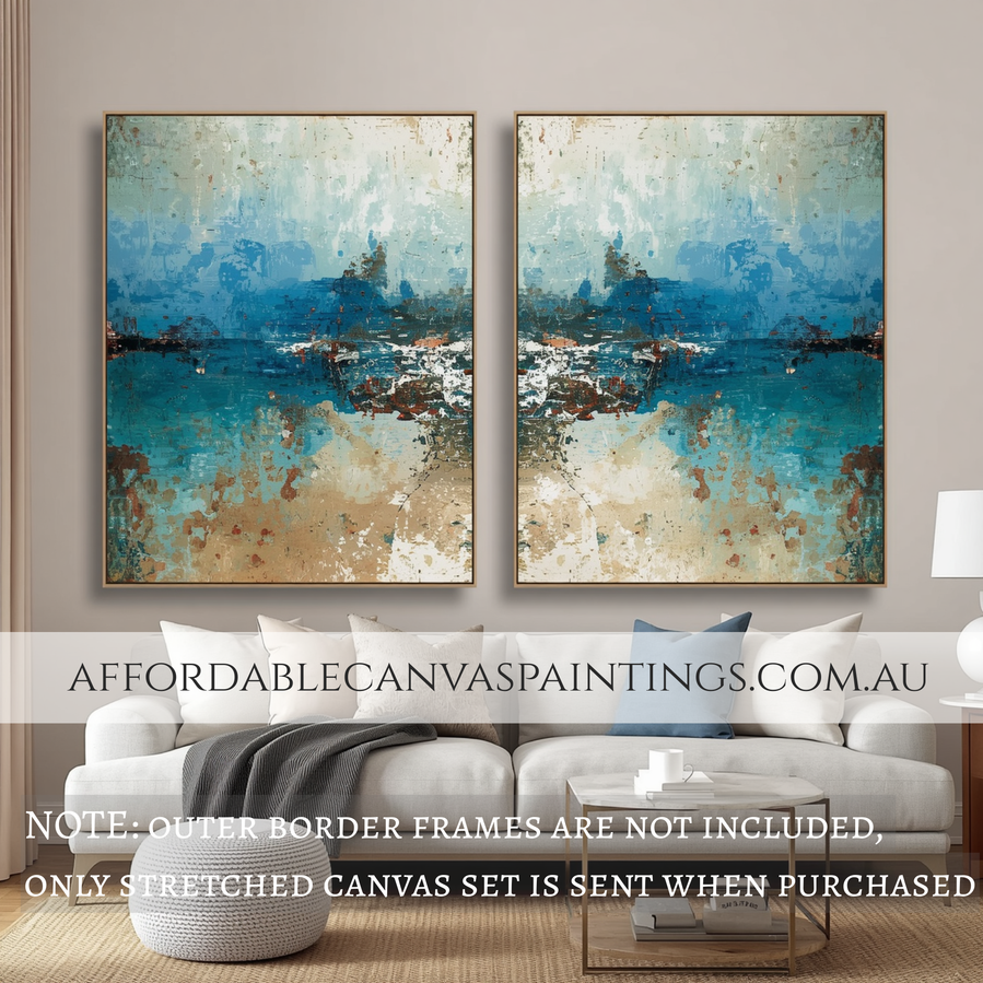 Colourful Splashes Abstract Wall Art Contemporary Art Painting Framed 2 Piece Canvas Wall Art Heavy Textured Acrylics Impasto Painting For Home Wall Décor