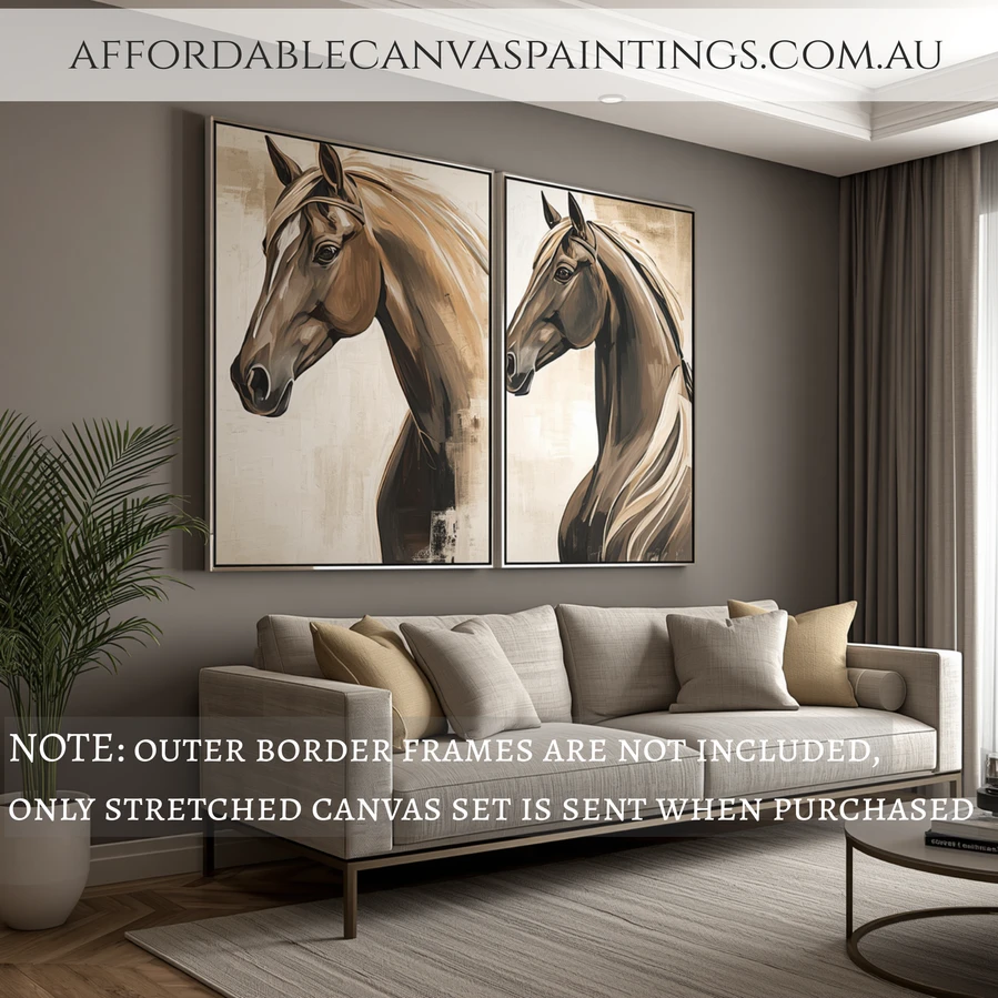 Lovely Steeds African Animal Wall Art Contemporary Art Painting Framed Two Piece Wall Art Set Heavy Textured Acrylics Impasto Painting For Interior Design Ideas