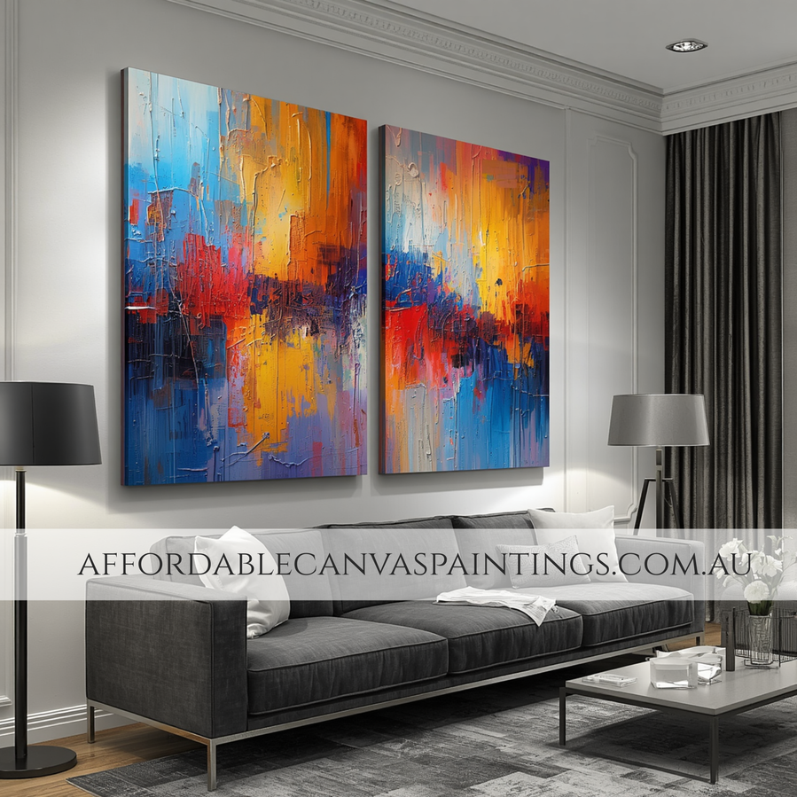 Chequered Flaws 2 Piece Wall Decor Set Abstract Art Painting Contemporary Art Painting Australian Handmade Paintings Online Impasto Art For Wall Décor