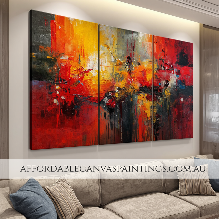 Dapple Mackles Modern Artwork Abstract Art Painting Framed 3 Panel Canvas Wall Art Handcrafted Canvas Painting For Home Decor Ideas