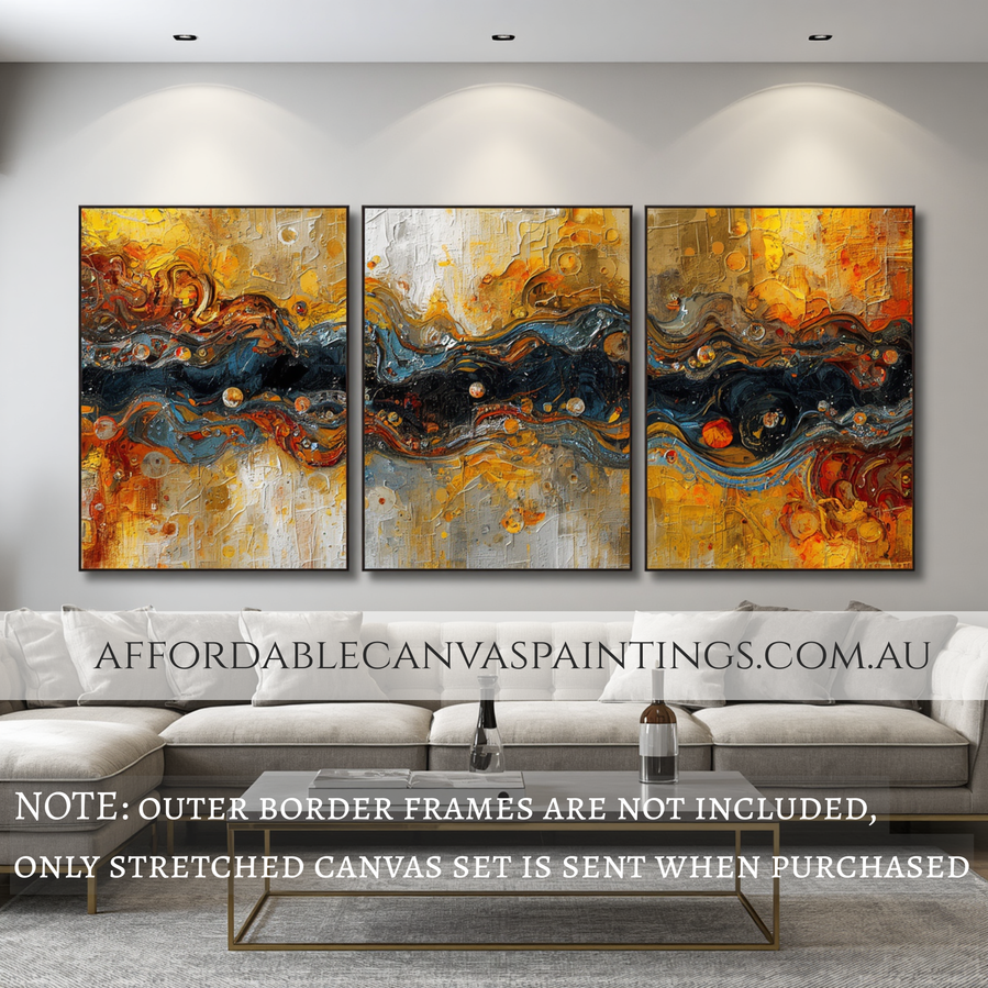 Tarnishes Large Abstract Wall Art Modern Abstract Painting Framed 3 Piece Wall Décor Heavy Textured Acrylic Paintings Impasto Art Painting For Home Décor