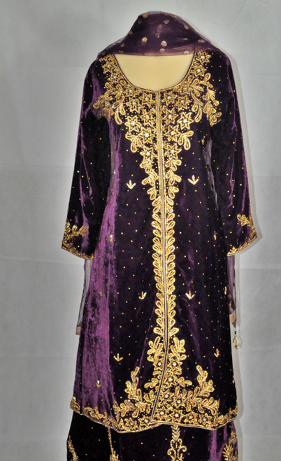 WomenPurple Velvet High low  Bridal Latest Dress