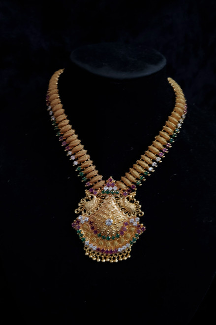 Purple and Green Gold Necklace