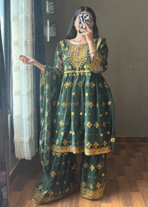 Green Lacha Sharara