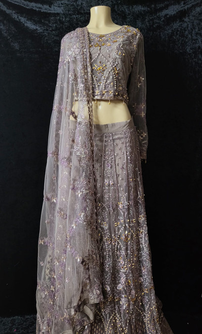 Dusty Gray beaded work Lehenga 