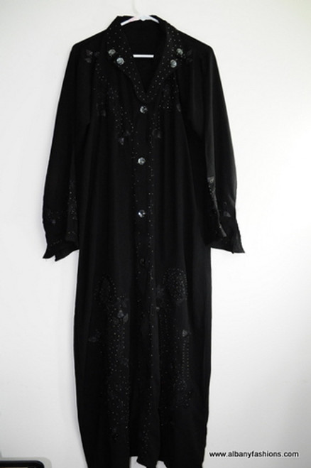 Black Abaya Jilbab Burka Fancy buttons
