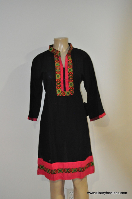 Albfas Designer Long Kurti - RedBlack