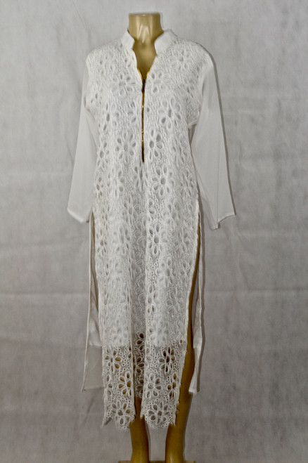 White Flower Laced Kurti
