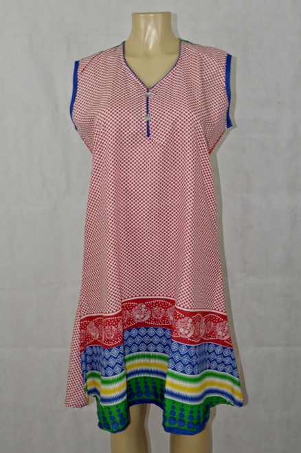 Pink & white checkered sleeveless kurti