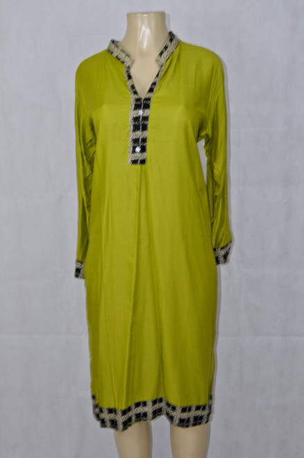 Lime green kurti with black borders