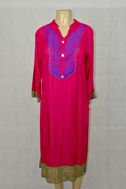 Magenta kurti with purple detailing
