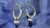 Navy Blue Pearl Hoops