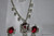 Silver Chain with Red Pendant with Matching Ear Rings Set