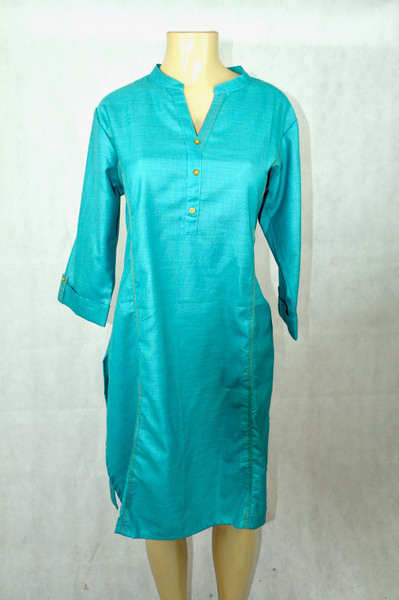 Plain cyan kurti