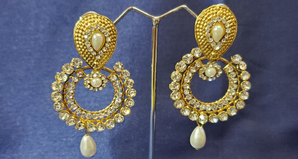 Gold and Silver Stones Earring 