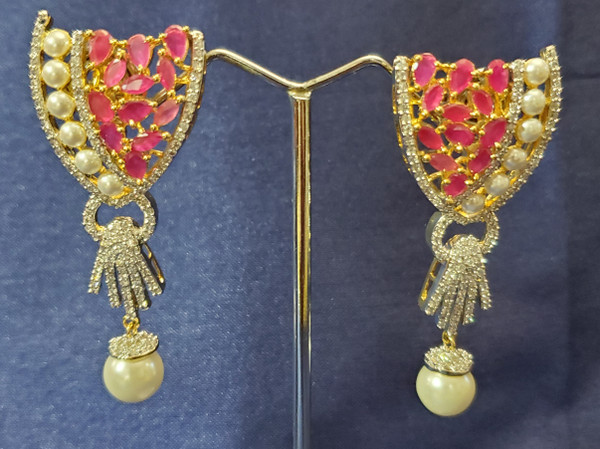Pink and Silver Earrings
