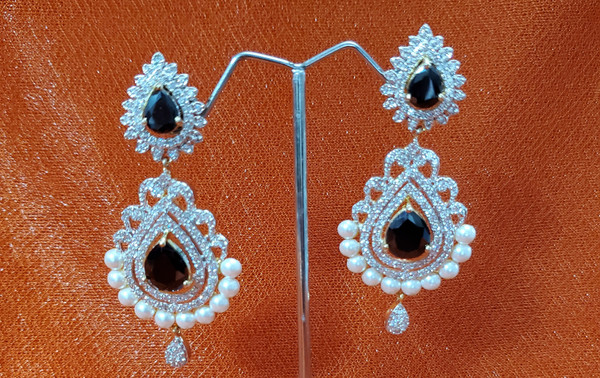 Black and Silver with Pearl Earrings