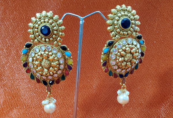 Multi Colored Gold Earrings
