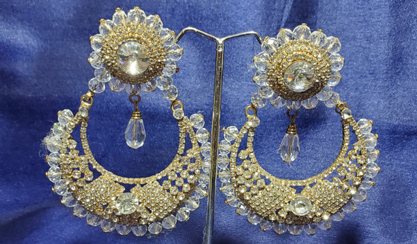Gold with Clear Stones Earrings