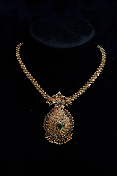 Green and Purple Pendant Necklace