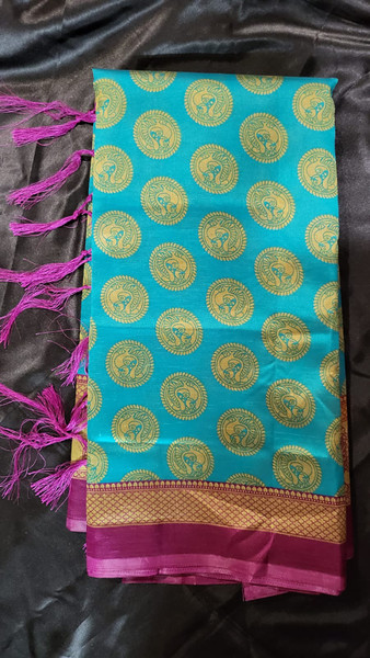 Blue Coin Saree