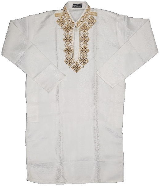 Pure White Kurta Embroidered Neck