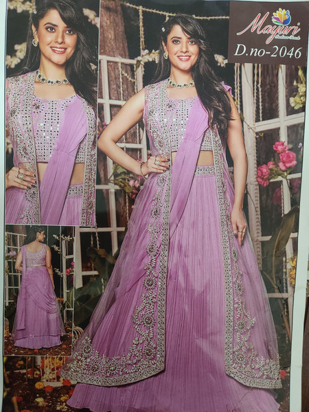  Coat Model Silver and Lilac Lehenga