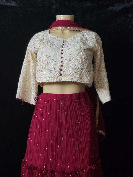  Hot Pink and White Lehenga 