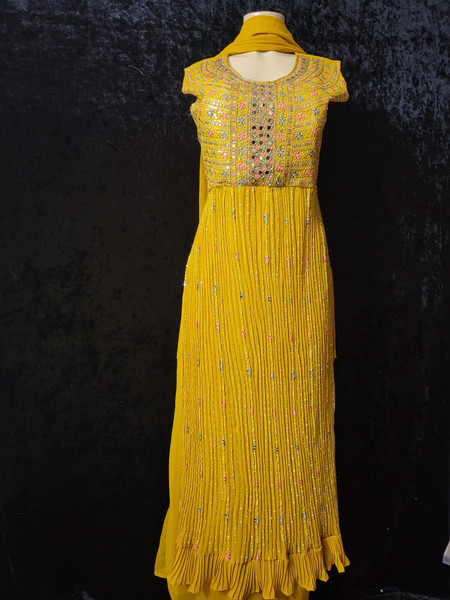 Mustard Long Sharara Suit