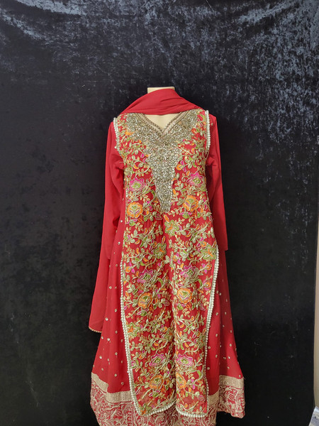 Red Vest Coat Model Anarkali