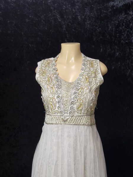 White Bead Work Anarkali 