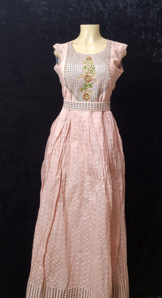 Pink and Gray Mirror Anarkali