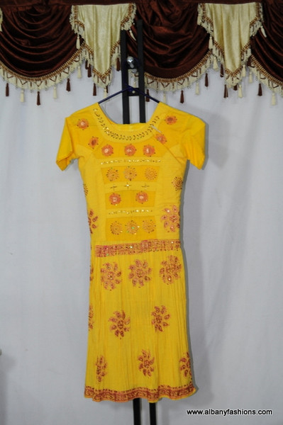 Yellow Frill Floral Churidar Suit